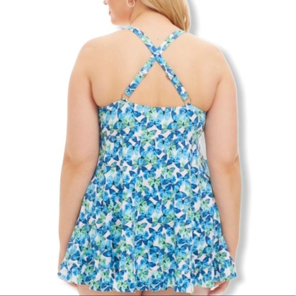 Always for Me Blue Two Piece Flutter Swimdress NWT - Picture 2 of 12
